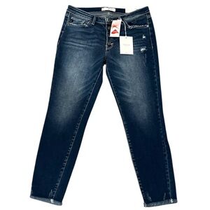NWT KanCan Women's Mid Rise Frayed Distress Ankle Skinny Jeans  KC8569D Sz 11/29